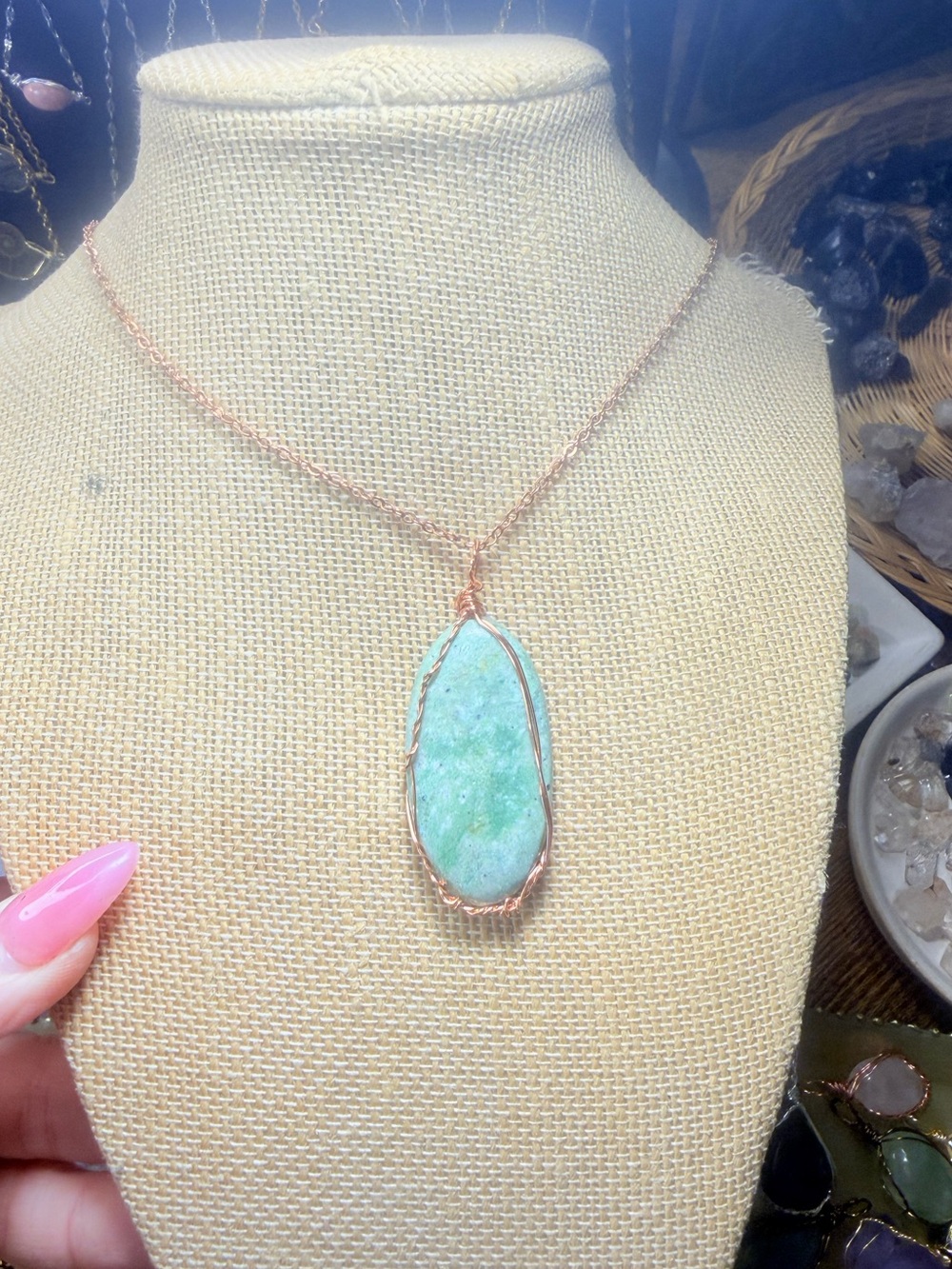 Stunning light Green Jasper healing necklace